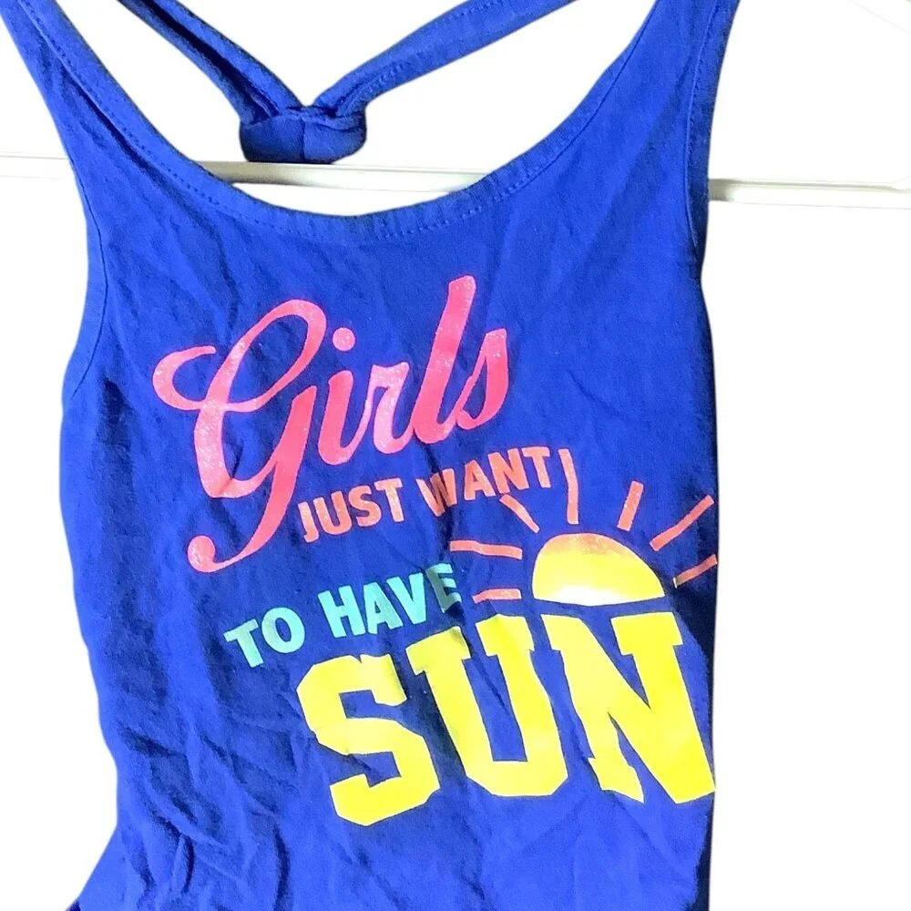 The Children's Place Girls Blue Racerback Tank Top 5/6 Cotton Sleeveless‎ Summer
